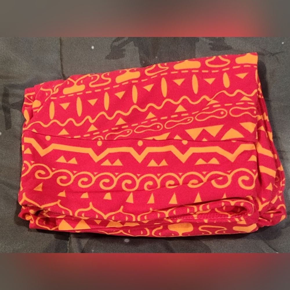 LULAROE - Womens Hot Pink and Pale Orange Leggings